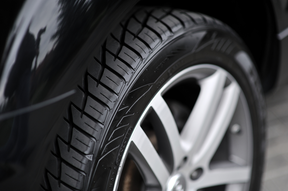 Close-up of an alloy wheel and tyre on a car serviced by Australia's Most Wanted Wheels and Tyres Bathurst